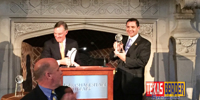 Congressman Cuellar receives the Emergency Committee for American Trade’s 2016 Trade and Investment Leadership Award Wednesday evening. The award recognizes two members of Congress, one from each party, for working for good trade and investment policy.