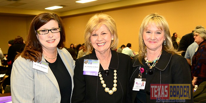 Dr. Tina McIntyre, Region One; Shirley A Reed, M.B.A., Ed.D. President South Texas College and Kelly Vanhee, School Improvement, Accountability & Compliance Region One. They all participated in a meaningful discussion on improving student success through collective learning.  Photo Roberto Hugo Gonzalez