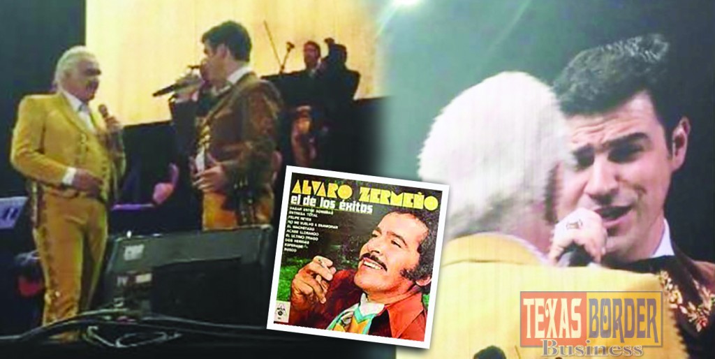 1- Picture in the background: Emilio Santos Zermeño, a local bank officer with Lone Star National Bank, performed a duet with Vicente Fernández, one of the greatest and most loved ranchero singers from Mexico. Vicente Fernandez recognized Emilio’s talent. Photo 2 is Alvaro Zermeño, Emilio’s Tio abuelo. He was also a great ranchero singer/actor in Mexico. 