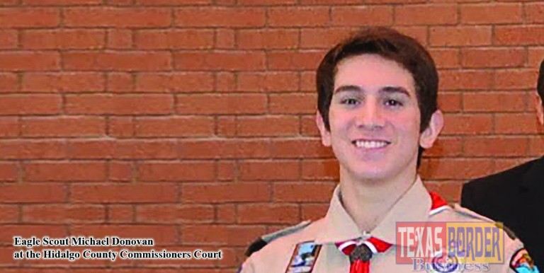 Michael Donovan recognized on achieving the rank of Eagle Scout