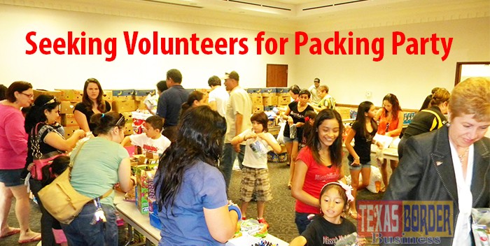 Volunteers help make care packages that are sent to active military troops stationed overseas for Operation Interdependence - RGV.