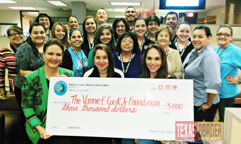 District Clerk Staff Donates $3,000 to the Vannie E. Cook Jr. Cancer Foundation