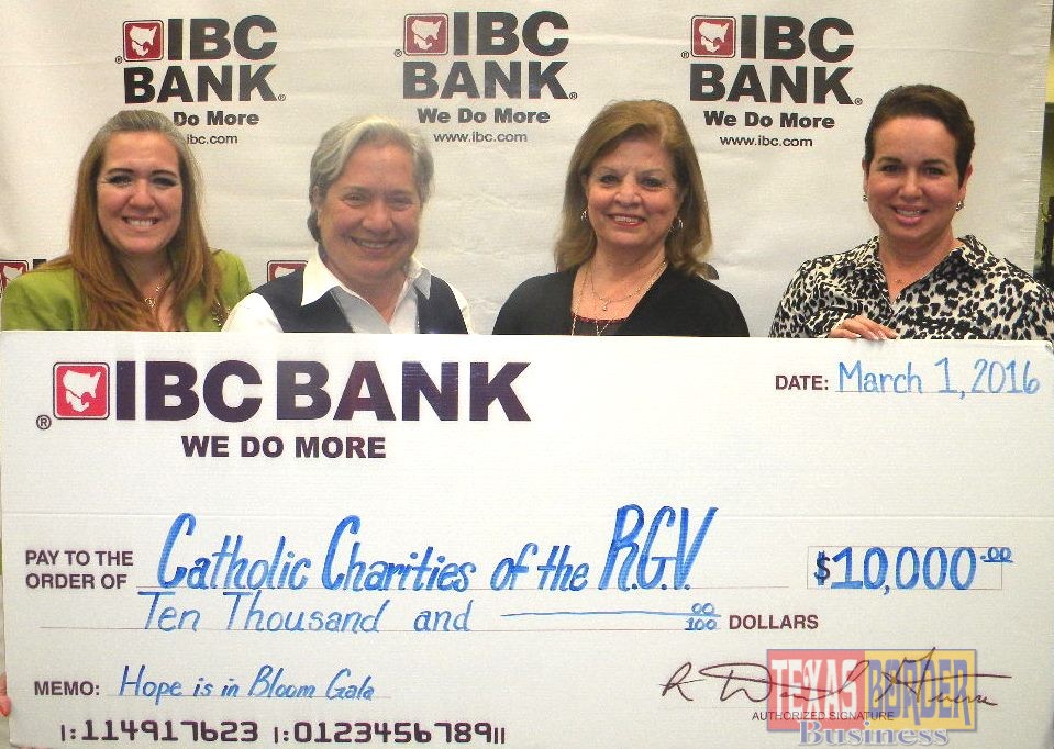 (Pictured L-R) Blanca Cardenas, McAllen Chamber &  Committee Auction Chair; Sister Norma Pimentel, Executive Director of Catholic Charities of the RGV; Dora Brown, IBC Bank & Committee Chair; Gladis Treviño, IBC Bank & Committee Member.
