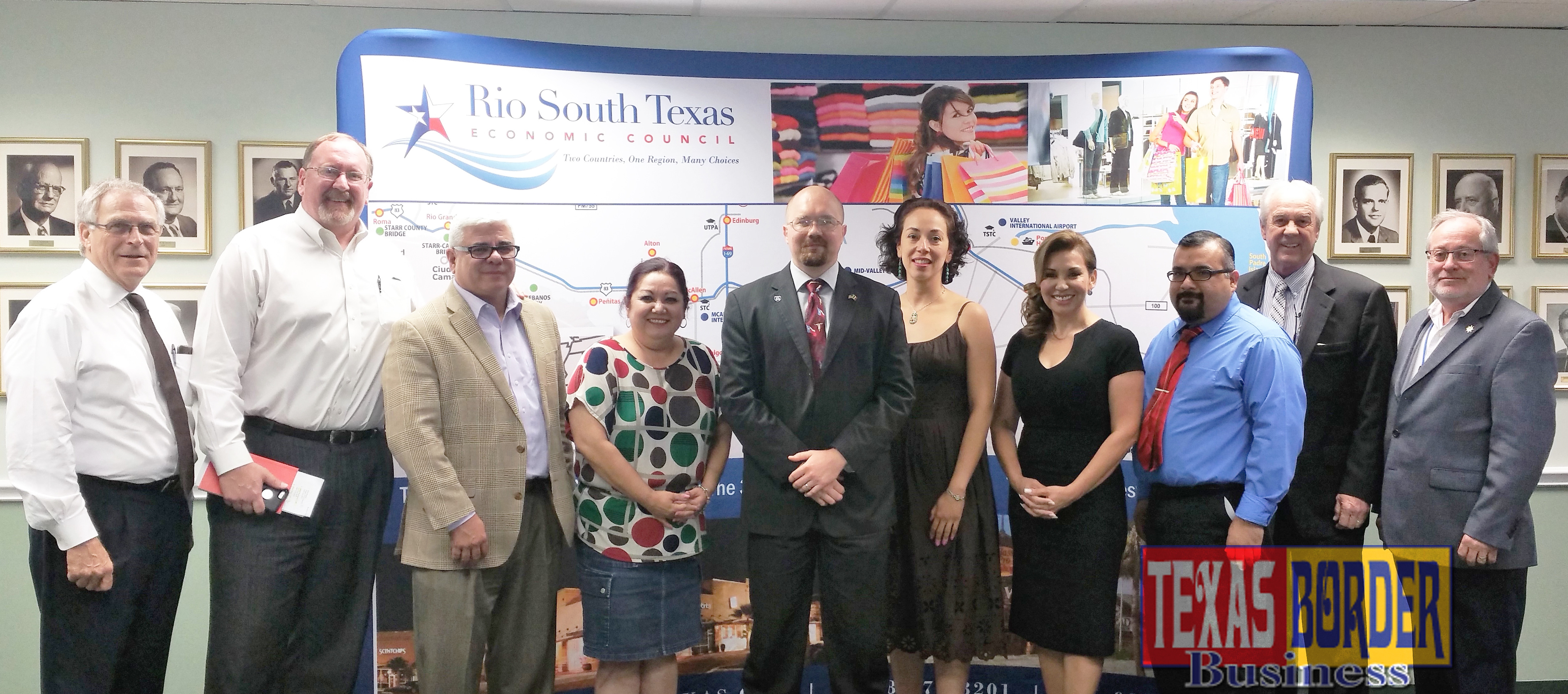 Matt Z. Ruszczak (center), the new Executive Director for the Rio South Texas Economic Council (RSTEC), with members of the RSTEC Board of Directors. 