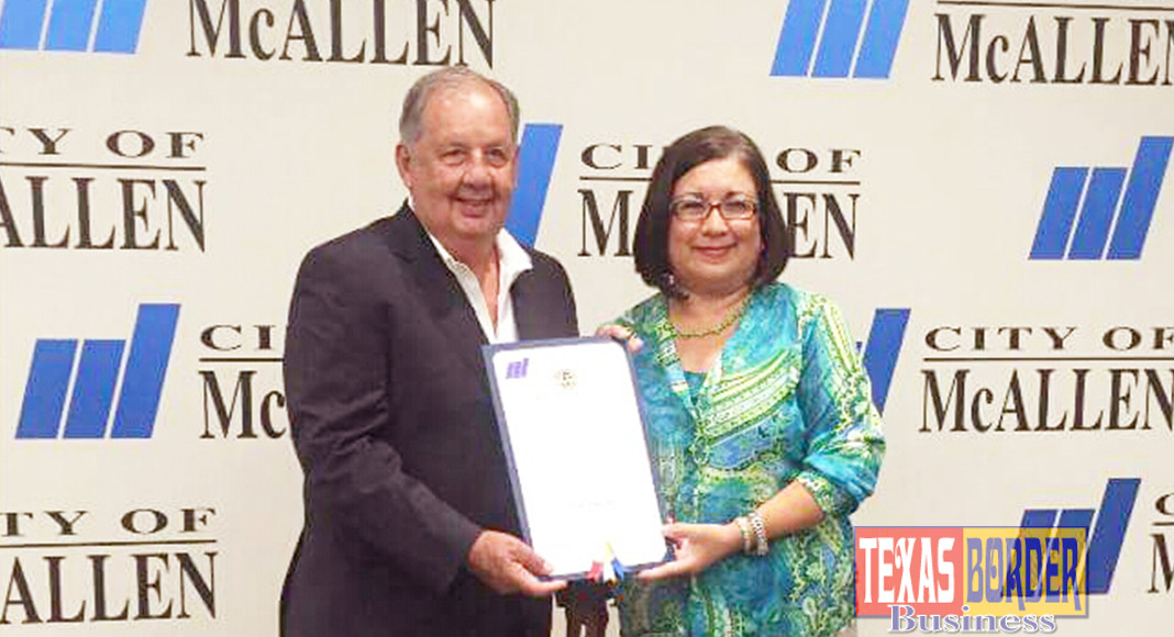 Shown pictured:  L-R: Former Mayor of McAllen Richard Cortez and Elva M. Cerda