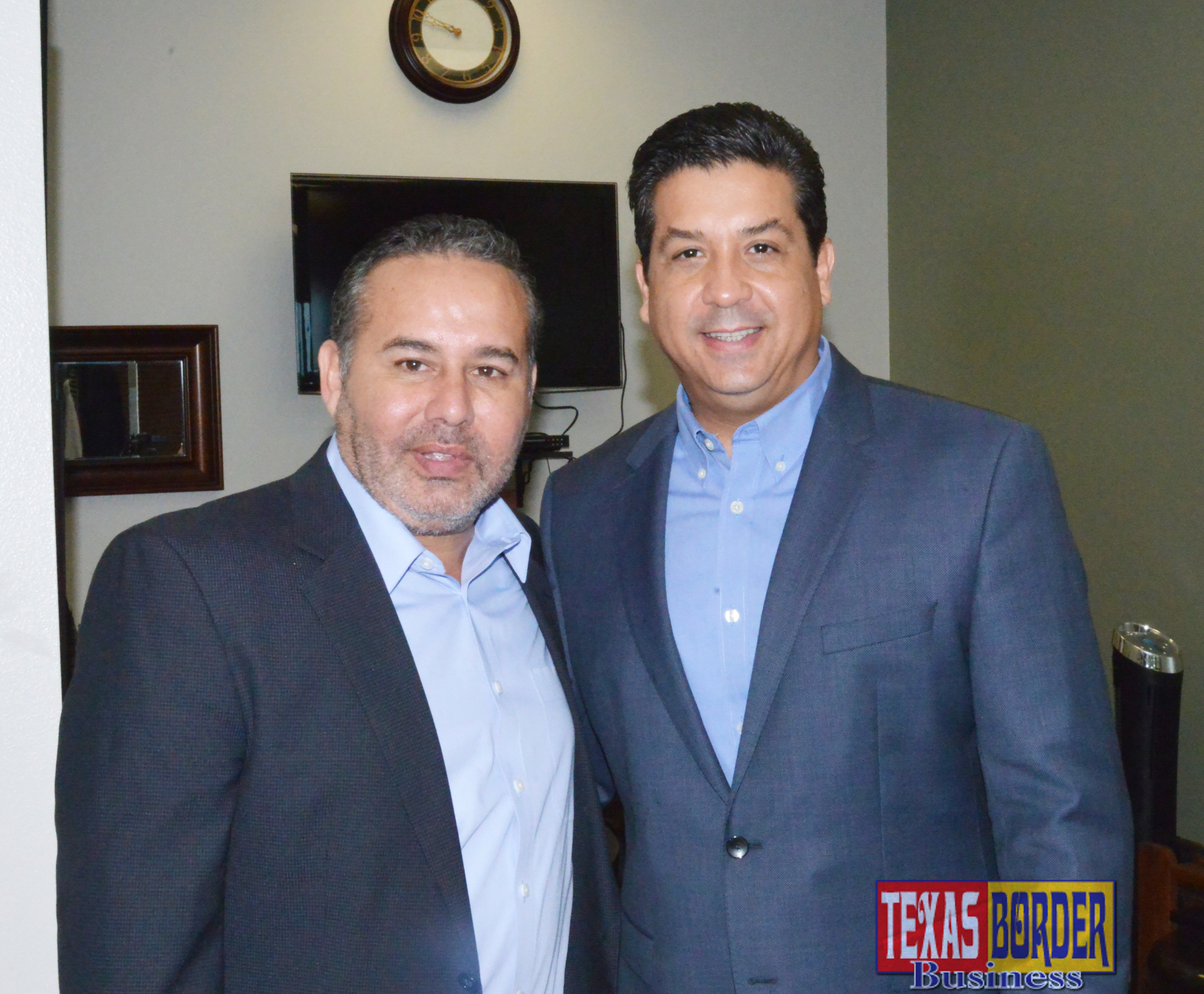 Pictured from L-R: Rigoberto Villarreal superintendent of Bridges with Tamaulipas Governor- elect Francisco Javier Cabeza de Vaca. Photo Roberto Hugo Gonzalez