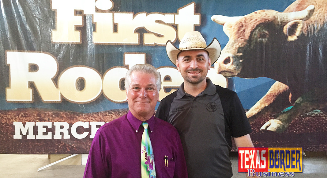 From left is Christopher Julian, President of Advertir, Inc. & DJ Wernecke, General Manager of the Livestock show.   