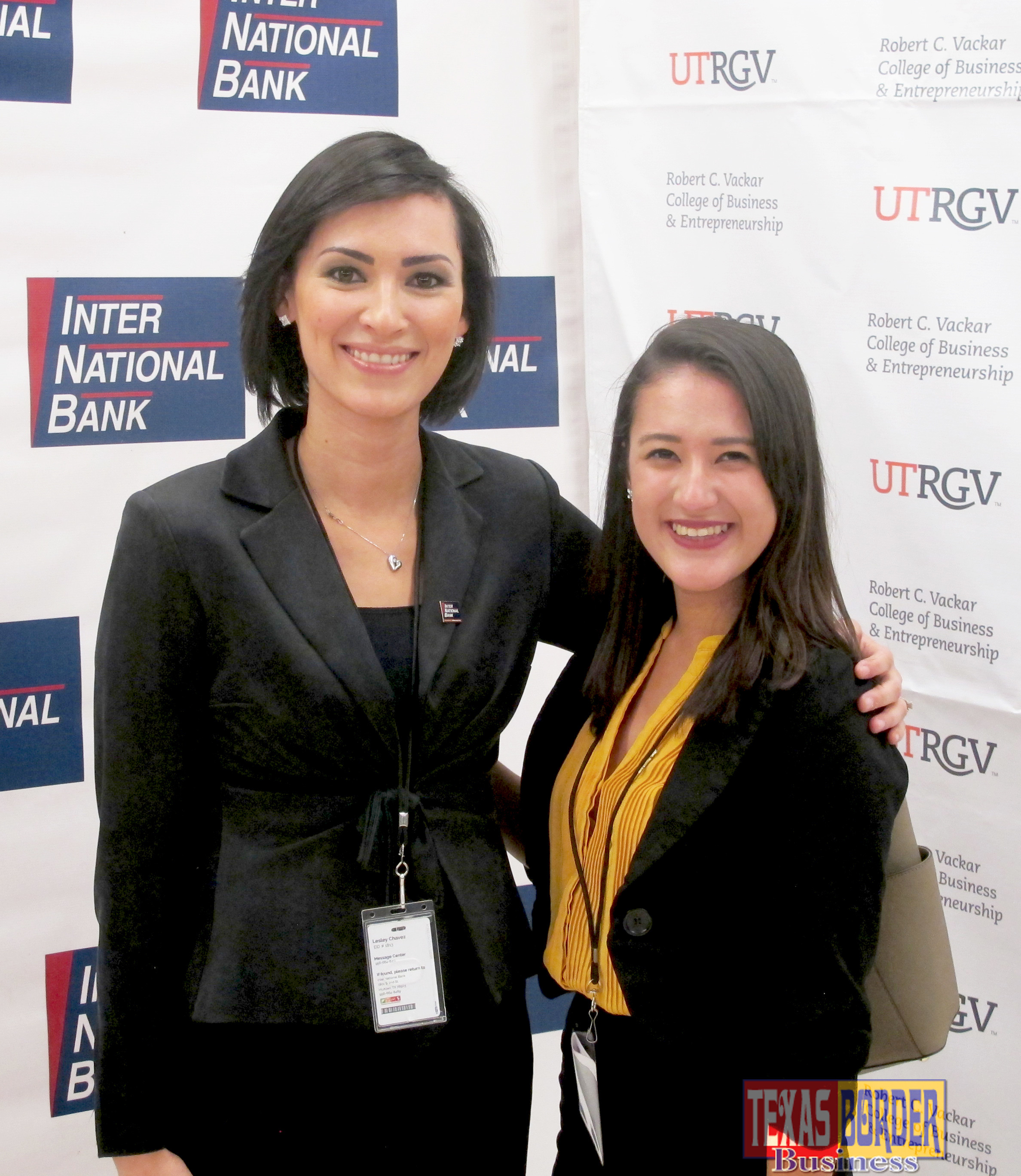 Lesley Chavez, Inter National Bank director of research and development, and Josie Balderrama, a UTRGV junior from Laredo who is majoring in management with a focus in human resources, were matched up during the recent Great Conversations kick-off reception. (UTRGV Courtesy Photo)
