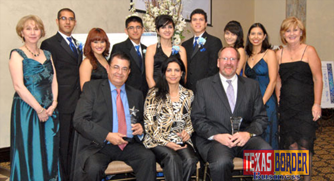 Three distinguished supporters of higher education were honored by community leaders during the seventh annual South Texas College Valley Scholars Program’s A Night with the Stars on Oct. 4, 2012 at Kalos Events Center in Mission. Back row from left, STC Assistant to the Vice President for Academic Affairs Anahid Petrosian, STC Valley Scholars Jaime Villarreal, Iris Mireles, Mario Cerda, Yesenia Ozuna, Gabriel Lozano, and Elizbeth Diaz, A Night with the Stars Coordinator Jessica Garcia, and STC President Shirley A. Reed. Front row from left, Texas Border Business President Roberto H. Gonzalez, Wells Fargo Area President for South Texas Alma Ortega, and McAllen Chamber of Commerce President Steve Ahlenius.