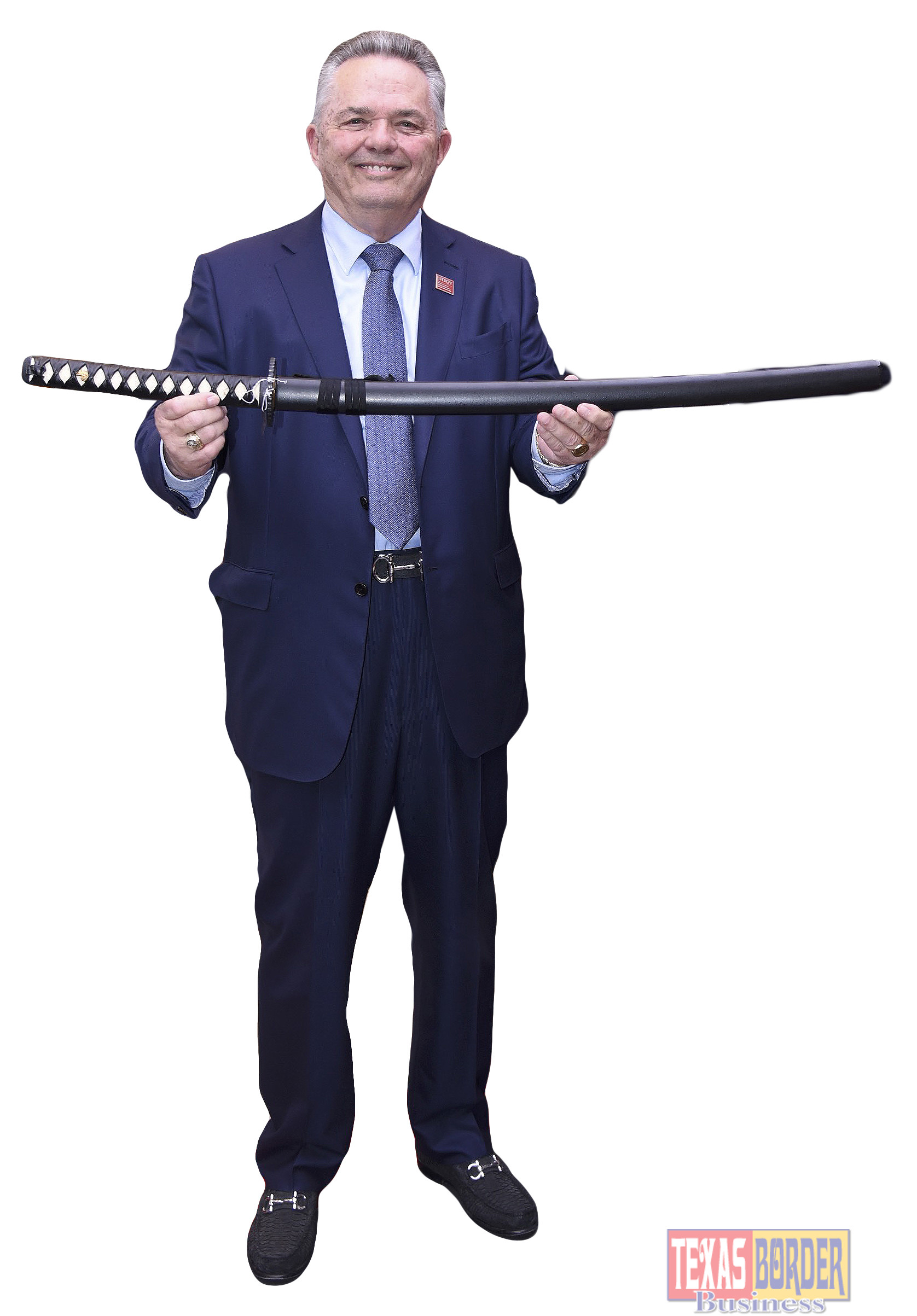 Bob Vackar holding a katana sword