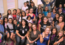 Empowering Girls Forum participants pose with panelist (left to right seating) Venessa Soto, Edna De Saro, Linda Tovar and Judge Rose Guerra Reyna.