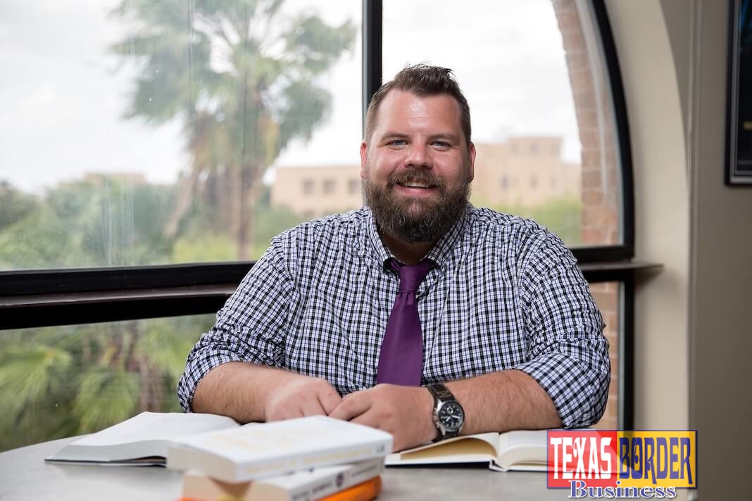 Andrew Hollinger, lecturer II in the Department of Writing and Language Studies at UTRGV,  joins an elite group of 56 educators throughout The University of Texas System’s academic and health institutions being honored this year with the 2017 Regents’ Outstanding Teaching Award. He was one of four UTRGV faculty members to earn this year’s ROTA award. (UTRGV Photo by Paul Chouy)