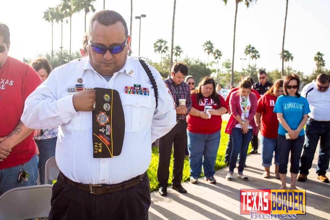Veterans stand in solemn tribute to those first responders who sacrificed their lives, Sept. 11 2001 at a special ceremony Sept. 2016. South Texas will host this year's tribute on Monday, Sept. 11 at all of its campuses.