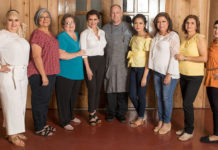 From left Meldi Pro Martinez, Esmer Garza, Shirley Arnold, Sylvia Fortuin, Executive Chef Chris Dickens from Europa Cuisine, Karen Garza, Susie Salinas, Elsa Ramos and Brenda Gonzalez. Not pictured are Diana Garza and Veronica Bishop.