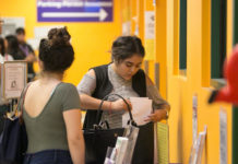 Student register on the first day of class at South Texas College, Aug. 28, 2017