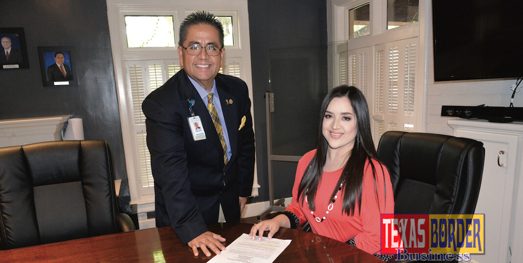 Pictured above, Mario Lizcano, Doctors Hospital at Renaissance Administrator of Corporate Affairs, is the new Chairman volunteer for the Pharr Chamber of Commerce. Next to him Rebecca Arizmendi, President of the new chamber of commerce. Pictured in the executive conference of the Pharr Economic Development Corporation headquarters. Photo by Roberto Hugo Gonzalez.