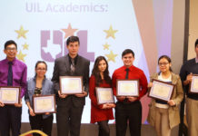 Students from Edinburg CISD’s UIL Academics Program pose for a photo during an Edinburg Rotary meeting at the Echo Hotel in Edinburg. Pictured L-R: Vela High School senior Karla Tamez, Vela High School junior Martin Torres, Economedes High School senior Yazbel Rodriguez, Economedes High School senior Alex Villarreal, Edinburg North High School senior Martha Garcia, Edinburg North High School senior Martha Garcia, Edinburg High School senior Elena Pacheco, and Edinburg High School senior Angel Moyeda.