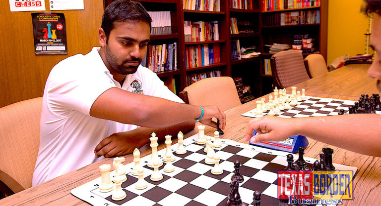 UTRGV’s Yannick Kambrath, FIDE Master, makes a move during a chess competition. (UTRGV Archive Photo by Veronica Gaona)