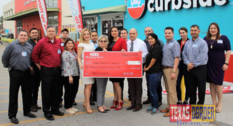Pictured is H-E-B a check to Edinburg Chamber of Commerce Fiesta Edinburg Committee Directors on Tuesday, February 6th at H-E-B #2(Freddy Gonzalez) in Edinburg. Front row left to right: Joe Ramirez (H-E-B Partner), Rey Garza (H-E-B #2- Store Director), Ashly Padilla (H-E-B Partner), Linda Tovar (H-E-B Public Affairs Senior Manager), Letty Gonzalez (Edinburg Chamber of Commerce President), Yvonne Loflin (H-E-B Public Affairs Specialist), Ronnie Larralde (Edinburg Chamber of Commerce- Marketing Director), Angel Morgan (H-E-B Partner), Aaron Flores (H-E-B Partner), and David Peralez (H-E-B Partner). Back Row left to right: Oskar Cervantes (H-E-B Partner), Raul Leyva (H-E-B Partner), Joel Salazar (H-E-B Partner), Robert Rodriguez (H-E-B Partner), Eli Mendoza (H-E-B Partner), Cassie Avila (H-E-B Partner) and Audrey Trevino Guerra (H-E-B Public Affairs Coordinator). Fiesta Edinburg will run February 22nd - 25th at Edinburg Municipal Park.