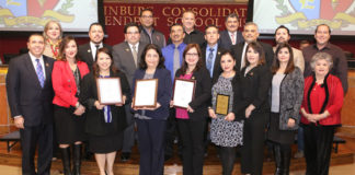 Edinburg CISD Board of Trustees recognize the Finance Department during a Feb. 13 board meeting.
