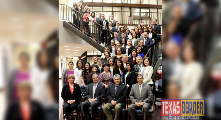 Pictured above are Dora Brown, IBC Bank-McAllen First Vice President; Adrian Villarreal, IBC Bank-McAllen CEO and President, along IBC Bank-McAllen tenured employees.
