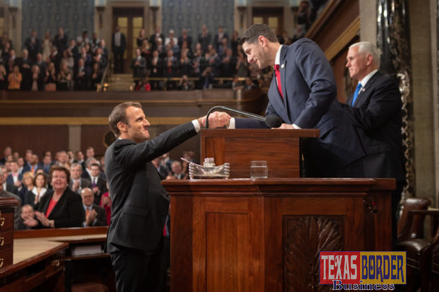 2. Speaker Ryan welcomes President Macron to the Hall of the House to address a joint meeting of Congress.