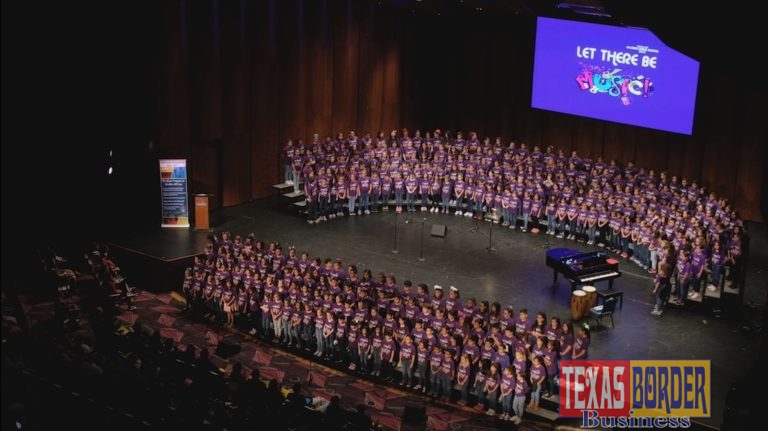 McAllen ISD fourth graders sing in the annual Choral Festival March 27 at the McAllen Convention Center. About 400 fourth graders participate in this event. McAllen ISD has been named a Best Community for Music Education each year since 2013.