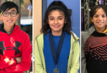 Three Edinburg CISD students earn awards at the 2018 State STEM Competition. Pictured (L-R): Barrientes Middle School student Aaron Guerrero, Harwell Middle School student Ortilia Garcia and Longoria Middle School student Andrew Rigney.