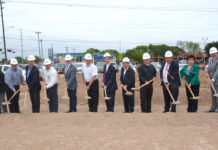 Alonzo Cantu, Chairman of Lone Star National Bank with friends and board members celebrating groundbreaking ceremony for the 3rd branch under construction. Photo by Roberto Hugo Gonzalez.