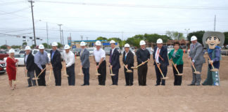 Alonzo Cantu, Chairman of Lone Star National Bank with friends and board members celebrating groundbreaking ceremony for the 3rd branch under construction. Photo by Roberto Hugo Gonzalez.