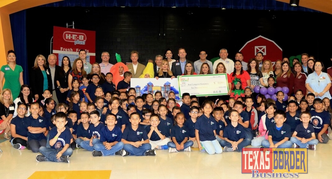 Longoria - Students and staff at Longoria Elementary in PSJA ISD were surprised with a $10,000 check from H-E-B and Dole Food Company for winning the second ‘Let’s Get Growing Educational Program’ competition on Friday, May 11.