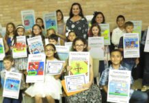 Eighteen Valley children attended the RGV Children's Arts Festival Awards held at the Art Village on Main Event Center in McAllen on Saturday, April 28. Kneeling and sitting from left to right are Elijah Gray, Leah Leal (winner, K-3 division), Sophia Villarreal (winner, 4-6 division) and Uzziel Alanis. Those standing are Makaila Mason, Jamie Gonzalez, Daphne Santos, Aliana Martinez, Laura Guillen, Amber Gonzalez, Adrian Vasquez, Sofia Tejeda, Daniella Cisneros, Marisa Cano (festival sponsor), Jaclyn Farris, Angelina Duque, Nicolas Lugo, Brody Hathorn and Christian Coronado.