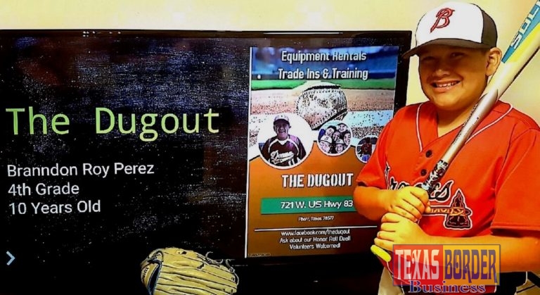 Pictured: Branndon Roy Perez, 4th grade student at PSJA's Livas Elementary poses with his business proposal called "The Dugout".