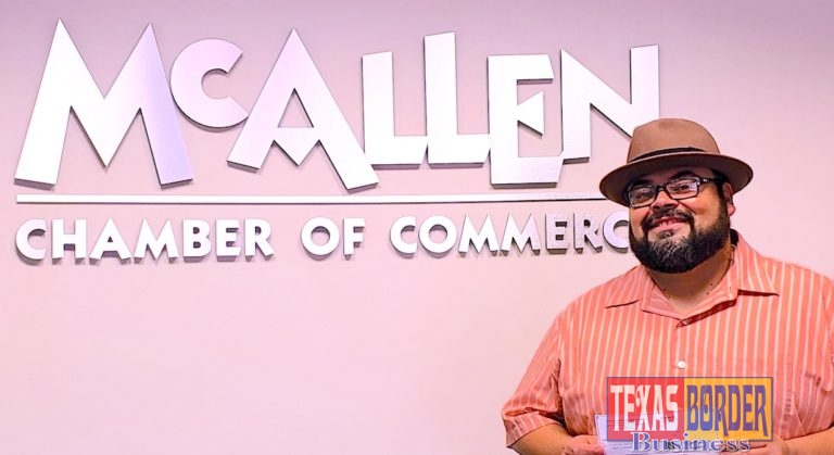 McAllen Poet Laureate Edward Vidaurre Accepts the McAllen Chamber of Commerce’s stipend for his services in promoting literary arts in McAllen.  
