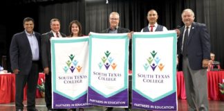 STC Trustees recently presented college flags to Sharyland ISD for display at the district’s three high schools. STC is proud  of its partnerships with school districts across the Valley to promote a college-going culture among all students.
