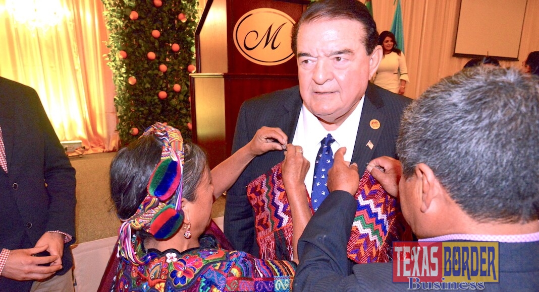 Recently, Almolonga Mateguala became the latest Mission sister city. Members of that community pinned Mayor Salinas with their ceremonial napkin knitted in multiple color. This was gift and token of frienship. 