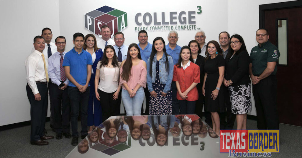 Foundation Joey Scholars - The five Joel “Joey” Gonzalez Presidential Scholarship recipients pictured with members of the PSJA Education Foundation.