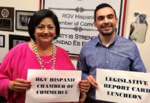 Shown are Mark Hanna, RGVHCC Vice Chair of Legislative affairs and Cynthia M. Sakulenzki, RGVHCC Pres/CEO.