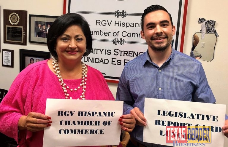 Shown are Mark Hanna, RGVHCC Vice Chair of Legislative affairs and Cynthia M. Sakulenzki, RGVHCC Pres/CEO.