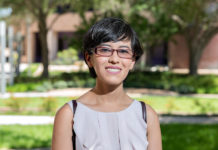 UTRGV biology major and UTeach student Gabriela Rodriguez this summer will conduct Girlstart Summer Camps, teaching elementary students about growing plants in space and how to code a robot. The Laredo native was selected for an internship as a co-leader with Girlstart, an organization that focuses on engaging young girls in the science, technology, engineering and mathematics (STEM) fields. The internship requires Rodriguez to conduct a STEM camp in the Rio Grande Valley for the first two weeks of June, and another in Dallas the last two weeks. (UTRGV Photo by Paul Chouy)