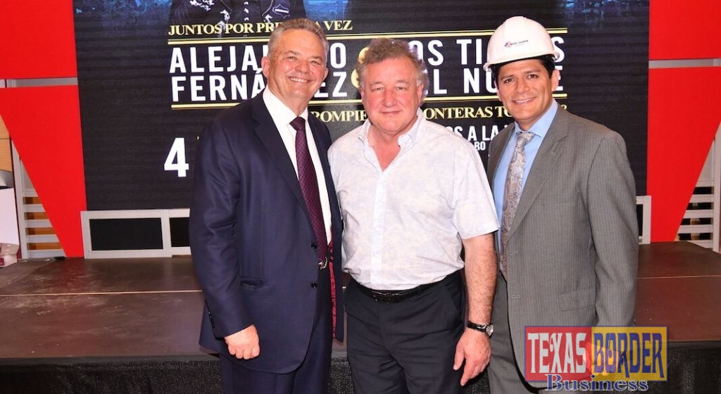 Pictured from L-R: Robert Vackar, Bert Ogden Auto Group; Alonzo Cantu, Chairman of the Board Lone Star National Bank and the newest addition to the Valley, Marc Solis, Chief Executive Officer of the entertainment facilities division. Photo by Roberto Hugo Gonzalez