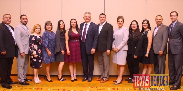 From left: Johnny Rodríguez (Bert Ogden Auto Group–Public Relations); Abel Garza (Wells Fargo); Marivel Valdez (Open Range Enterprises); Nydia M. Treviño (Memorial Funeral Home); Erica Pérez (RGV Town Planner); Mónica Ann Vega (Oceangate Hospitality); Robert C. Vackar (Bert Ogden Auto Group); Edinburg Mayor Richard Molina; Mary Lou Escobedo (Escobedo & Cárdenas, LLP); Maricruz Z. Nieto (Townplace Suites by Marriott); Priscilla C. Whiteaker (Farmers Insurance); Joe A. Delgado (Halff Associates); and John Mark Atchley (South Texas Health System Edinburg). Vackar and Molina were special guests for the graduation ceremony. Photograph By RONNIE LARRALDE
