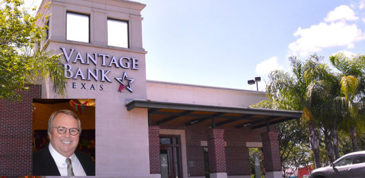“The meaning of intent to merge, both Vantage Bank Texas and Inter National Bank are committed to continuing roles as actively engaged community partners and corporate citizens. As part of that commitment, their support of local nonprofits and civic organizations will continue. They emphasized that they will continue to make decisions locally and to exhibit a strong regional presence,” Jim Collins, trustee of the Collins Family Trusts. Pictured above is the Vantage Bank Texas located south 10th and Jackson in McAllen.