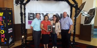 Alex Montenegro (second from left) was selected as the 2018 Volunteer of the Year by the Texas Festivals and Events Association. Also pictured: Daryl Smith, Texas Onion Fest Committee Chair; Laura Espinoza, Weslaco Chamber Marketing Director and Doug Croft, Weslaco Chamber President/CEO.