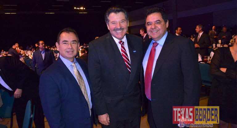 Pictured above in the center Pete Saenz, mayor of Laredo Texas. Mayor Saenz is the chairman of the Texas Border Coalition (TBC). He will testify before the U.S. Senate Finance Subcommittee on International Trade, Customs and Global Competitiveness on Wednesday July 18, 2018. He is flanked from left to right by Roel “Roy” Rodriguez, McAllen City Manager and John D. Franz, former mayor of Hidalgo, Texas. Photo taken during Mayor Jim Darling McAllen State of the City early this year (2018). Photo by Roberto Hugo Gonzalez