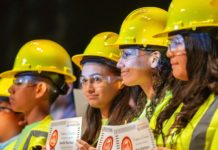 Student participants receive their certificates during the UTRGV University Transportation Center for Railway Safety (UTCRS) Summer Camp Closing Ceremony on Friday, July 6, 2018 at the Performing Arts Complex in Edinburg, Texas. UTRGV Photo by Paul Chouy