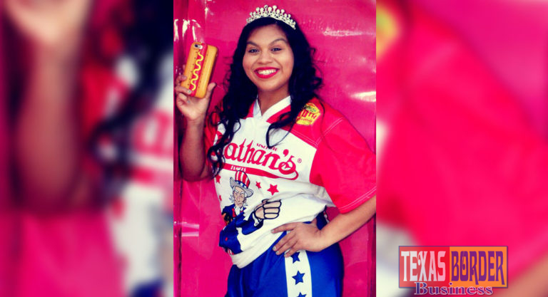 Kassie Zapata, a UTRGV junior from Donna, will be making her third appearance in Nathan’s Famous International Hot Dog Eating Contest on Wednesday, July 4, at Coney Island, New York. The kinesiology major – ranked at No. 43 in the world by Major League Eating – will be competing for a third time in what has become one of the most unique annual sporting competitions in the world, as she once again faces off with the world’s top competitive eaters. To watch Zapata take on her hungry competitors, you can tune in to ESPN Networks for live coverage. The women’s competition, can be seen on ESPN3/ESPN APP at 10:50 a.m. EDT/9:50 a.m. CDT. (Courtesy Photo)