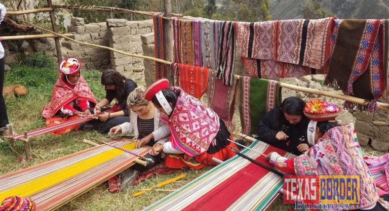 UTRGV students tackled a physically and mentally challenging study abroad curriculum in Peru this summer that included art, architecture, history and biology – and an extreme, rigorous trek in the Andes. From June 5-28, UTRGV graduate and undergraduate students in three courses of study were in Peru at the same time and followed roughly the same itinerary. Dr. Mark Andersen, dean of the UTRGV Honors College, led a biology class that highlighted Peru’s alpine and cloud forest flora and fauna. Dr. Katherine McAllen, assistant professor in the School of Art, College of Fine Arts, led a class that covered the colonial art and architecture of Peru. And a course led by Dr. Robert Bradley, associate professor in the School of Art, College of Fine Arts, emphasized the region’s history of Inca art and architecture. Here, UTRGV students receive instruction in traditional weaving techniques in the village of Huilloc. (Courtesy Photo)