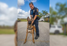 Rrrrufff and Ready UTRGV K-9s Continue to Protect and Serve UTRGV K-9 Officer Suzy, with her partner, Officer Jorge Flores (UTRGV Photo by David Pike)