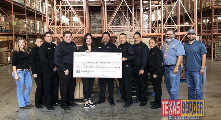 Thank you to Whataburger for continuing their support by sponsoring Empty Bowls 2018 Presented by Vantage Bank Texas and Inter National Bank. Pictured: Jackie Flores, FBRGV; Letty Elicerio, GM; Moises Peña, GM; Ike Flores, Area Manager; DeAnne Economedes, Interim-CEO & COO FBRGV; Jesus Sahagun, GM; Miguel Reyna, GM; TJ Tijerina, GM; Tommie Ojeda, GM; Omar I. Rodriguez, FBRGV; and Philip Farias, FBRGV. For more information, contact Philip Farias, Mgr. of Corporate Engagement & Special Events, by calling (956) 904-4513 or pfarias@foodbankrgv.com.